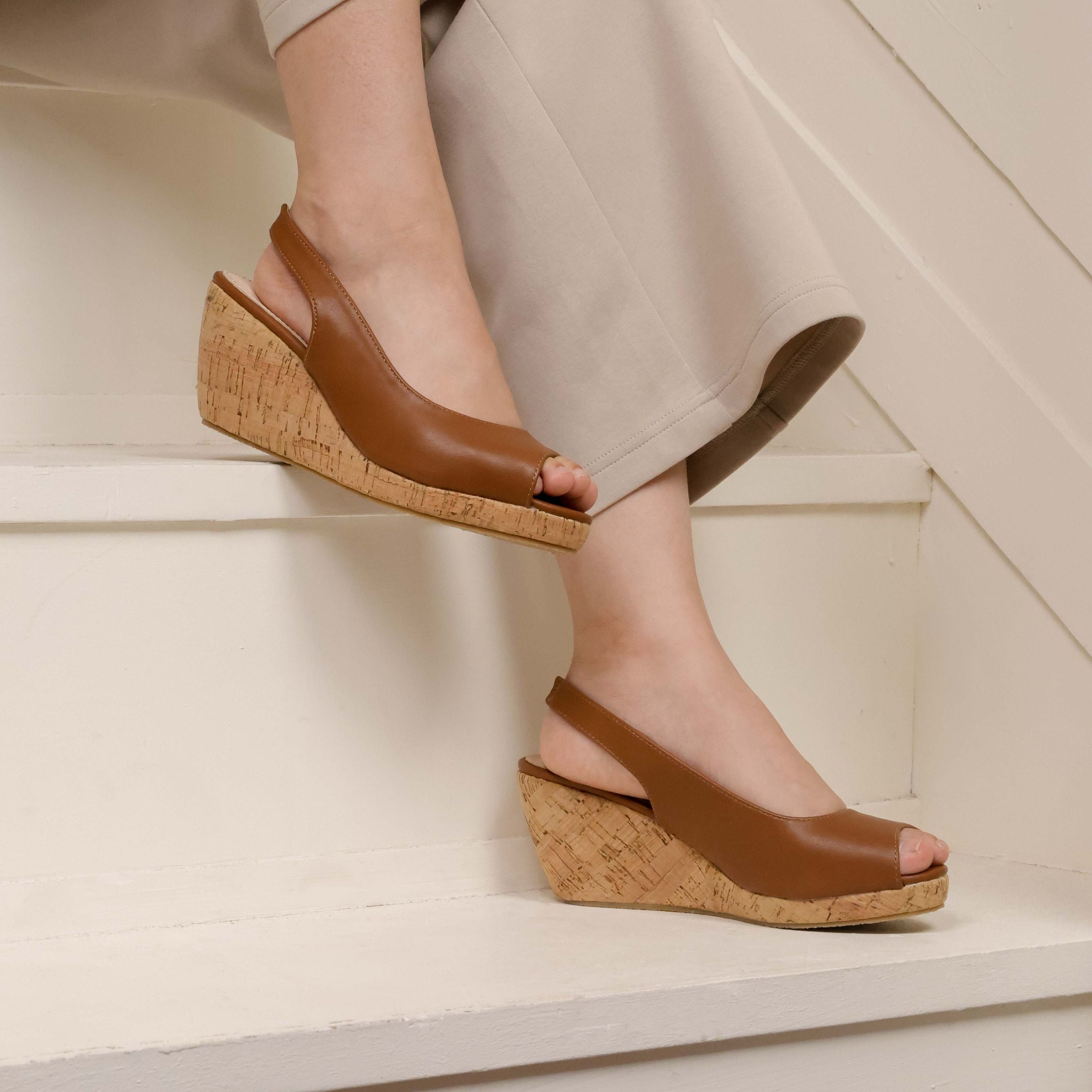 Layka Slingback Peep Toe Wedge