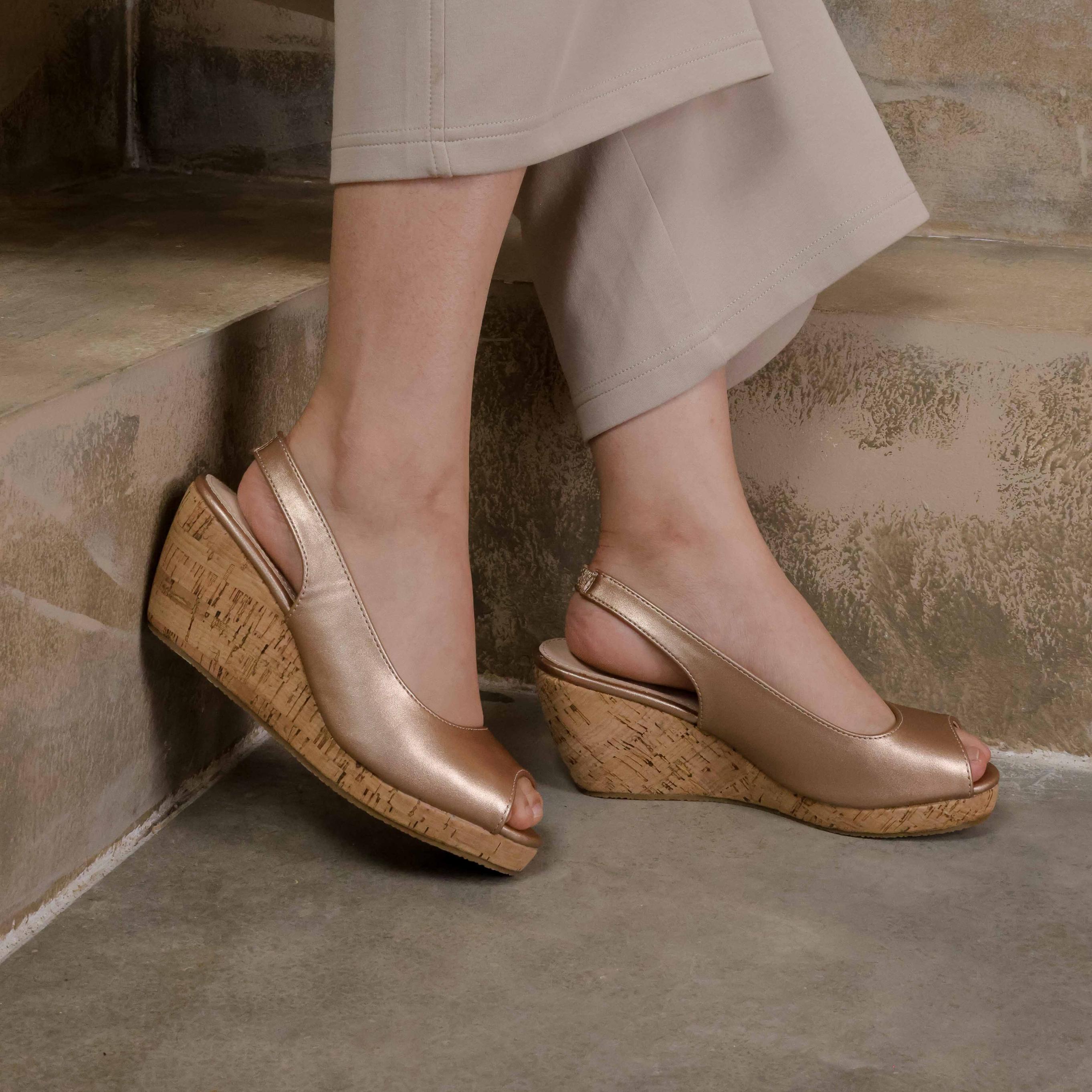 Layka Slingback Peep Toe Wedge
