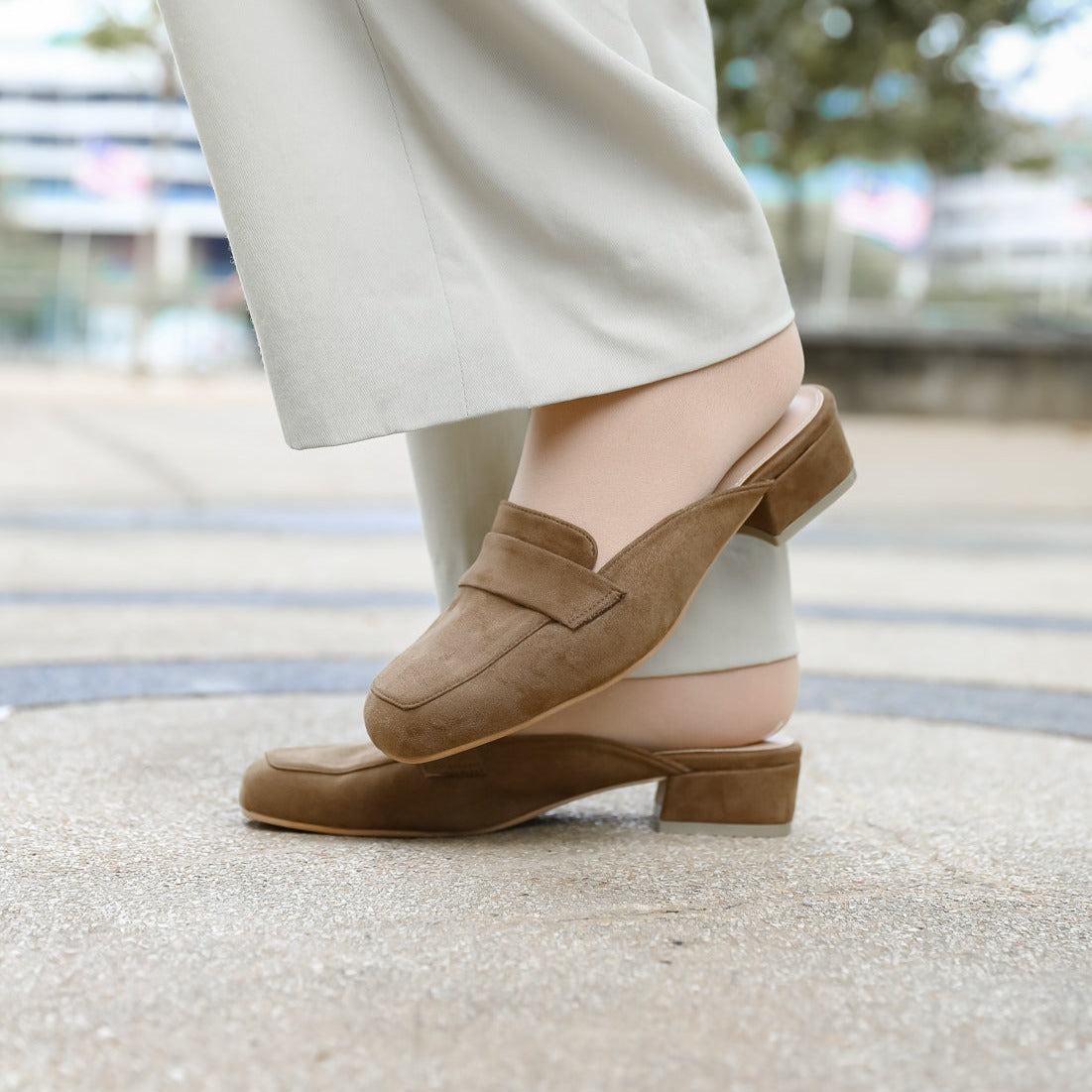 Nadine Suede Loafer Mules