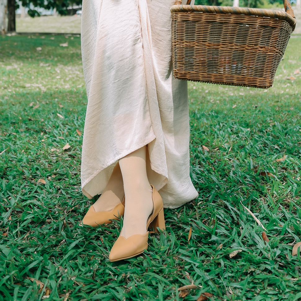 Lily Scallop Block Heel