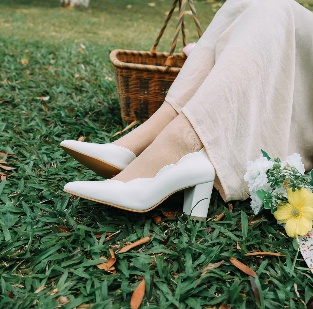 Lily Scallop Block Heel
