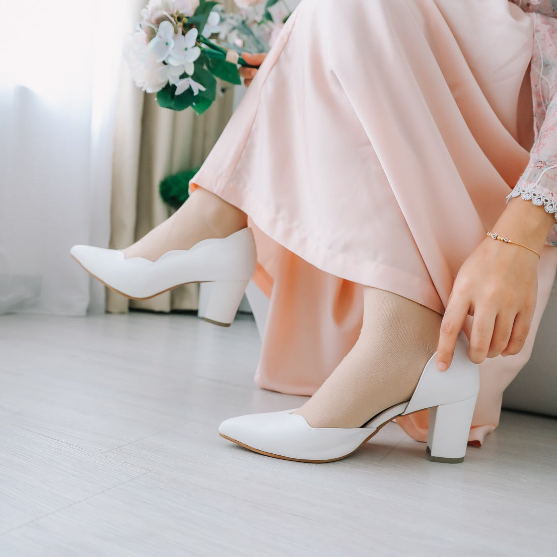 Lily Scallop Block Heel
