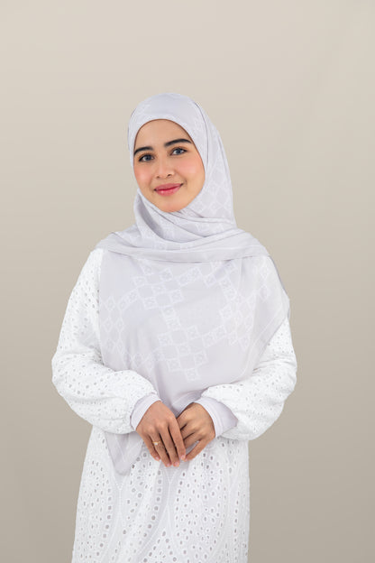 Sofea Square Hijab - Pearl Grey