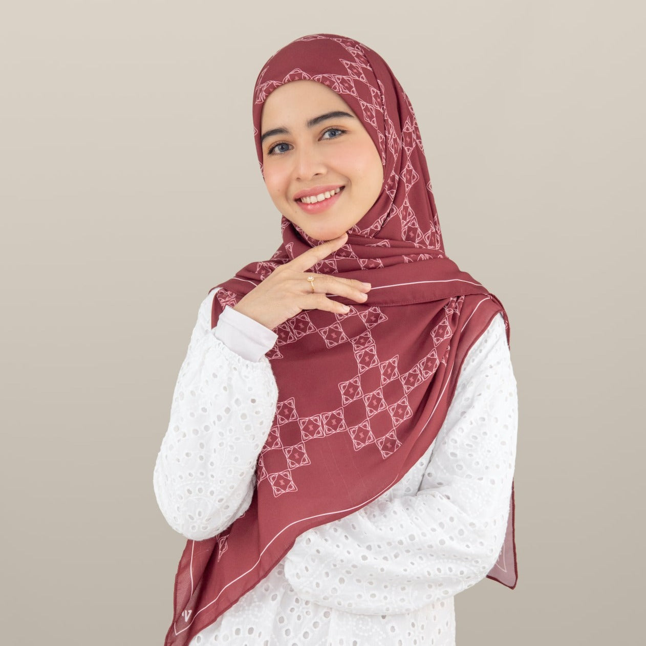 Sofea Square Hijab - Rosewood