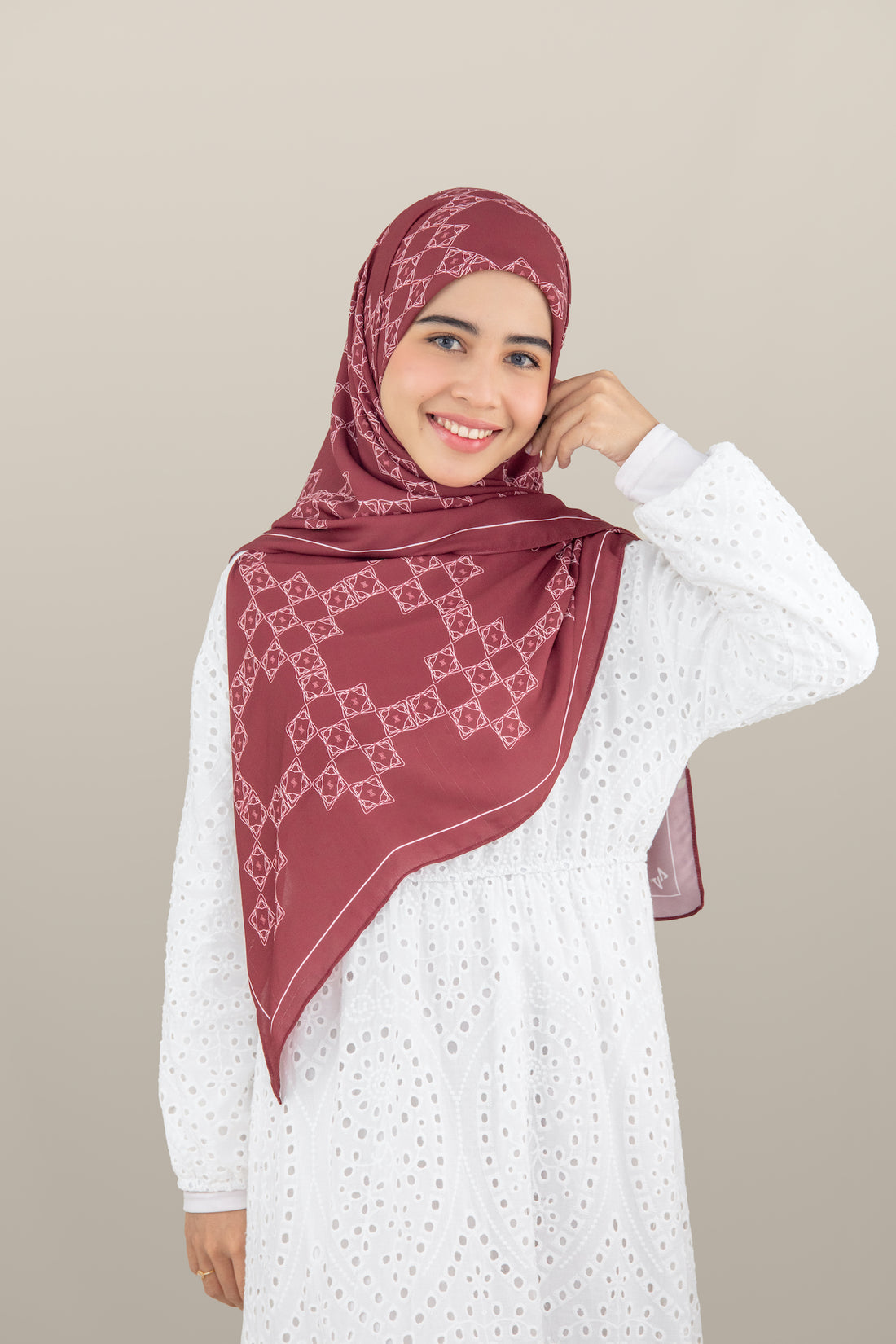 Sofea Square Hijab - Rosewood